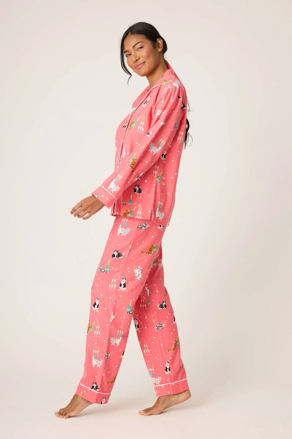 Pj Salvage - Champagne Cats 3 Piece Matching Flannel Set