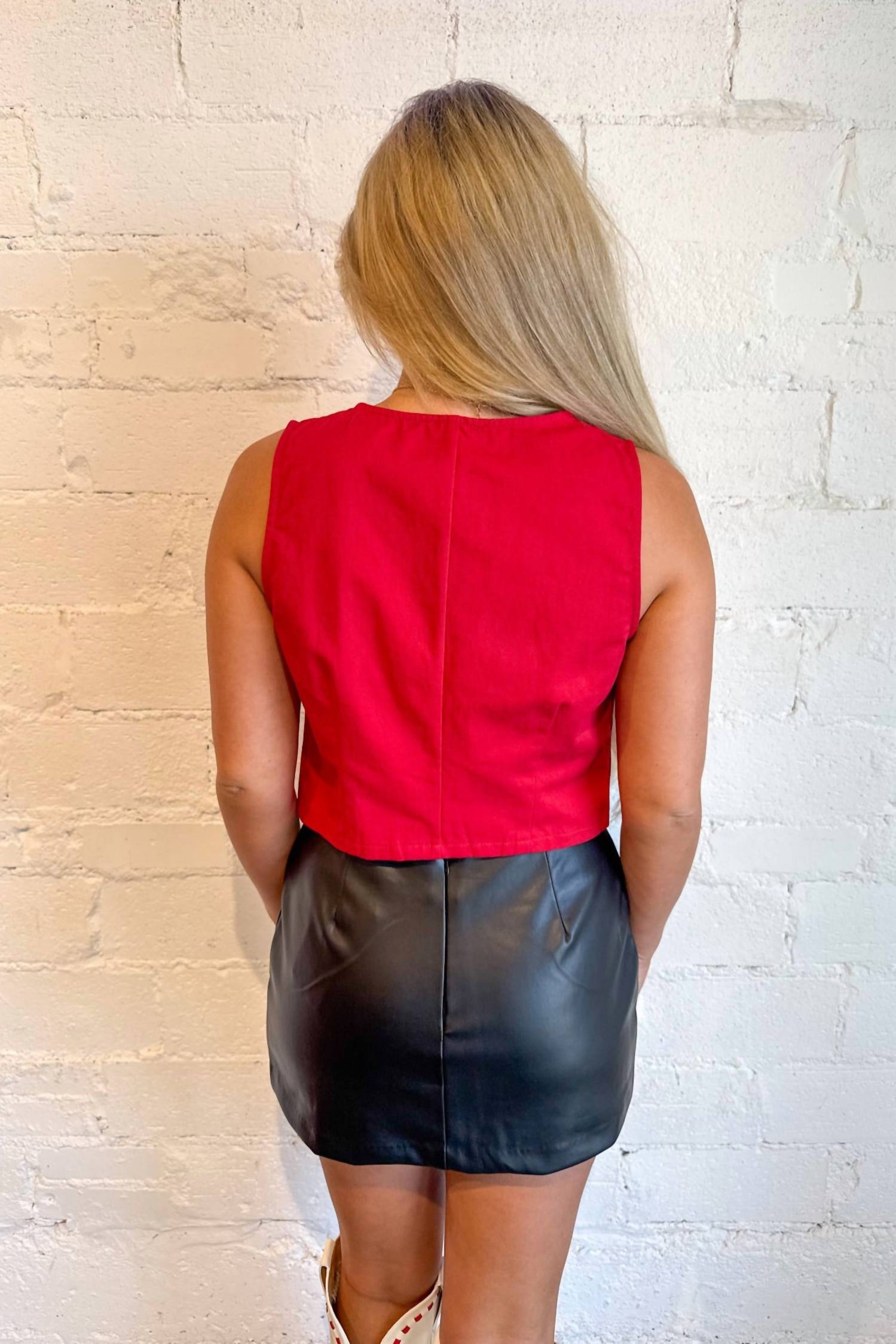 day + moon Tied & True Top in crimson - women's shirt - detail view
