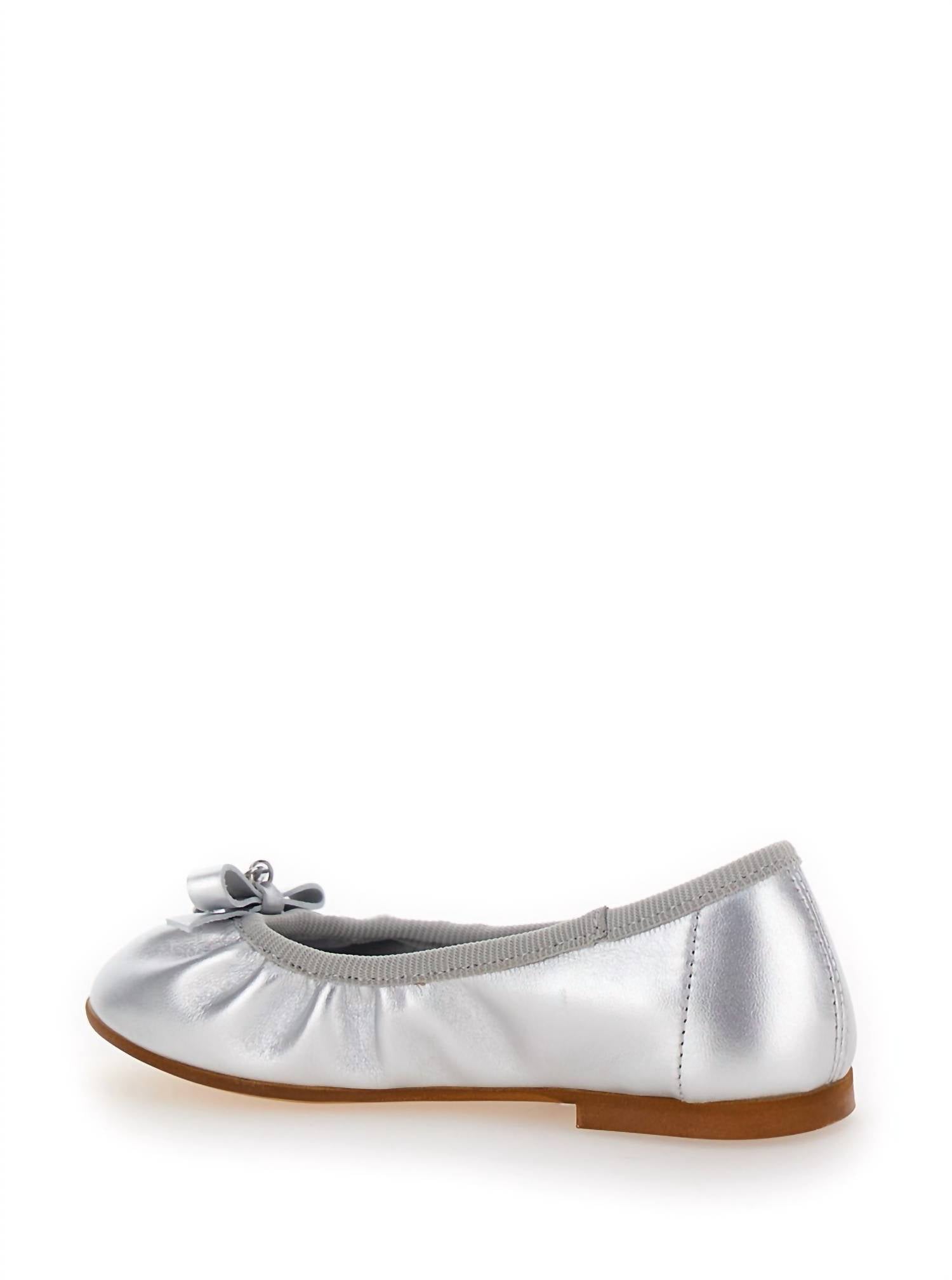 MONNALISA Girl's Laminated Leather Ballet Flats in silver - kids' shoe - alternate view