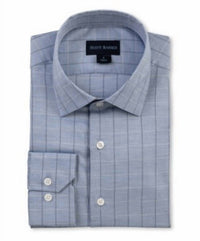 Scott Barber Melange Dobby Pane Long Sleeve Shirt in blue - men's shirt - view 5
