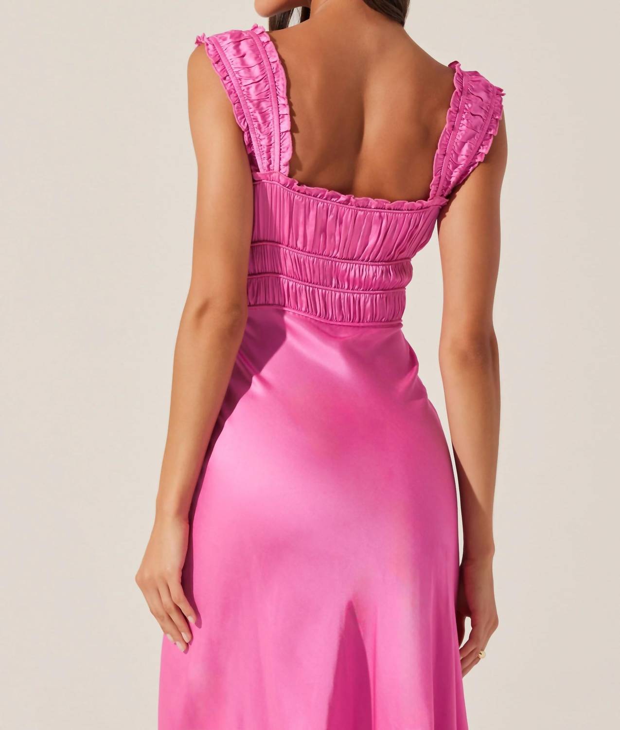 Astr - Enola Satin Smocked Midi Dress