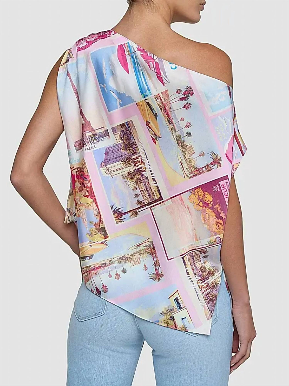 L'Agence - Driselle Printed Asymmetric Scarf Top