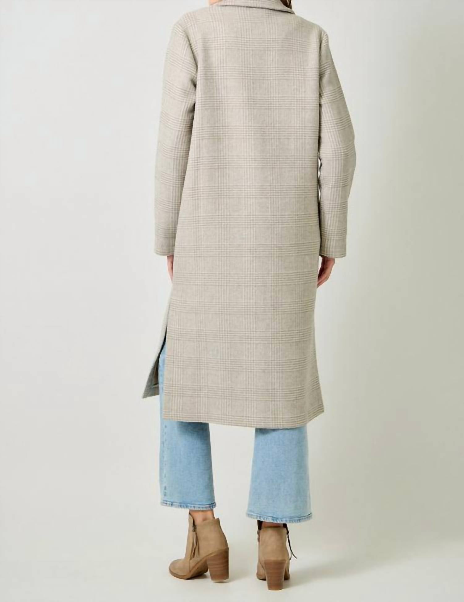 Mystree - Houndstooth Plaid Long Coat