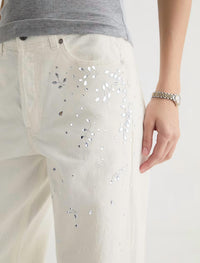 Ag Jeans - Billie Embellished Low Slung Straight Leg Jeans