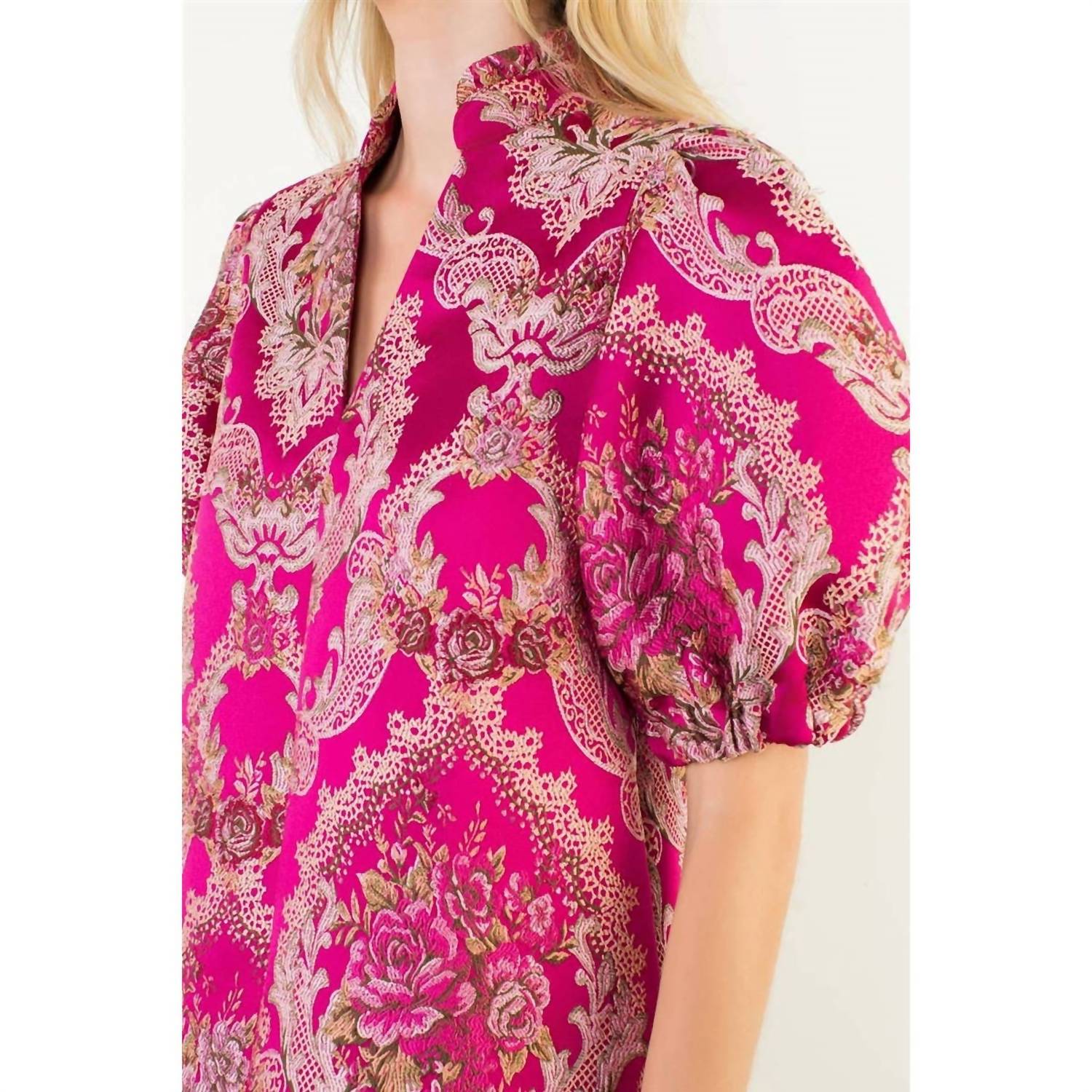 Thml - Puff Sleeve Floral Embroidery Detail Dress