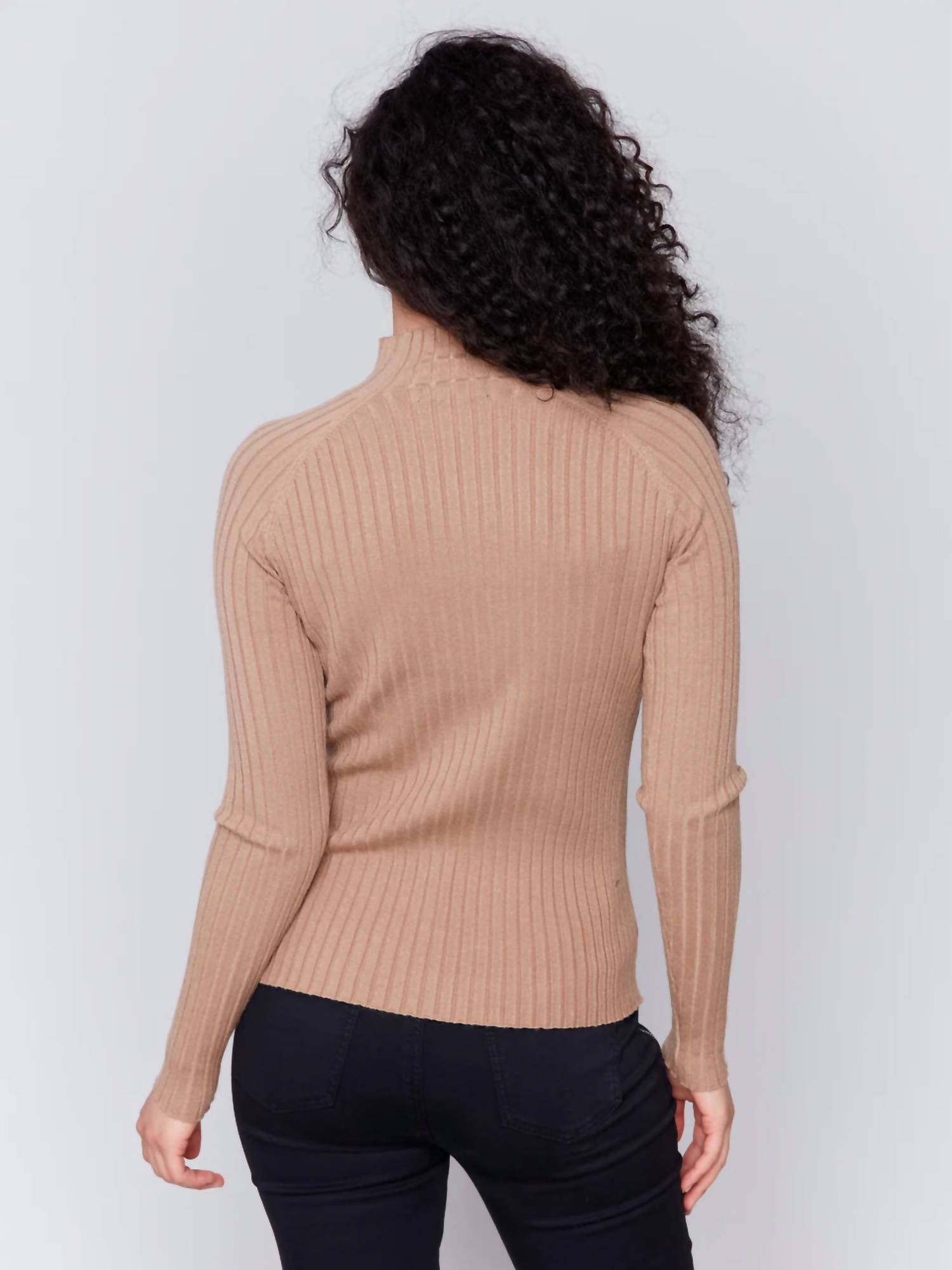Charlie B - Ribbed Knit Mock Neck Sweater