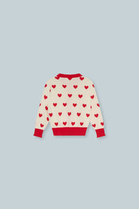 The New Society Girls Maqui Cardigan in hearts - kids' sweater - detail view