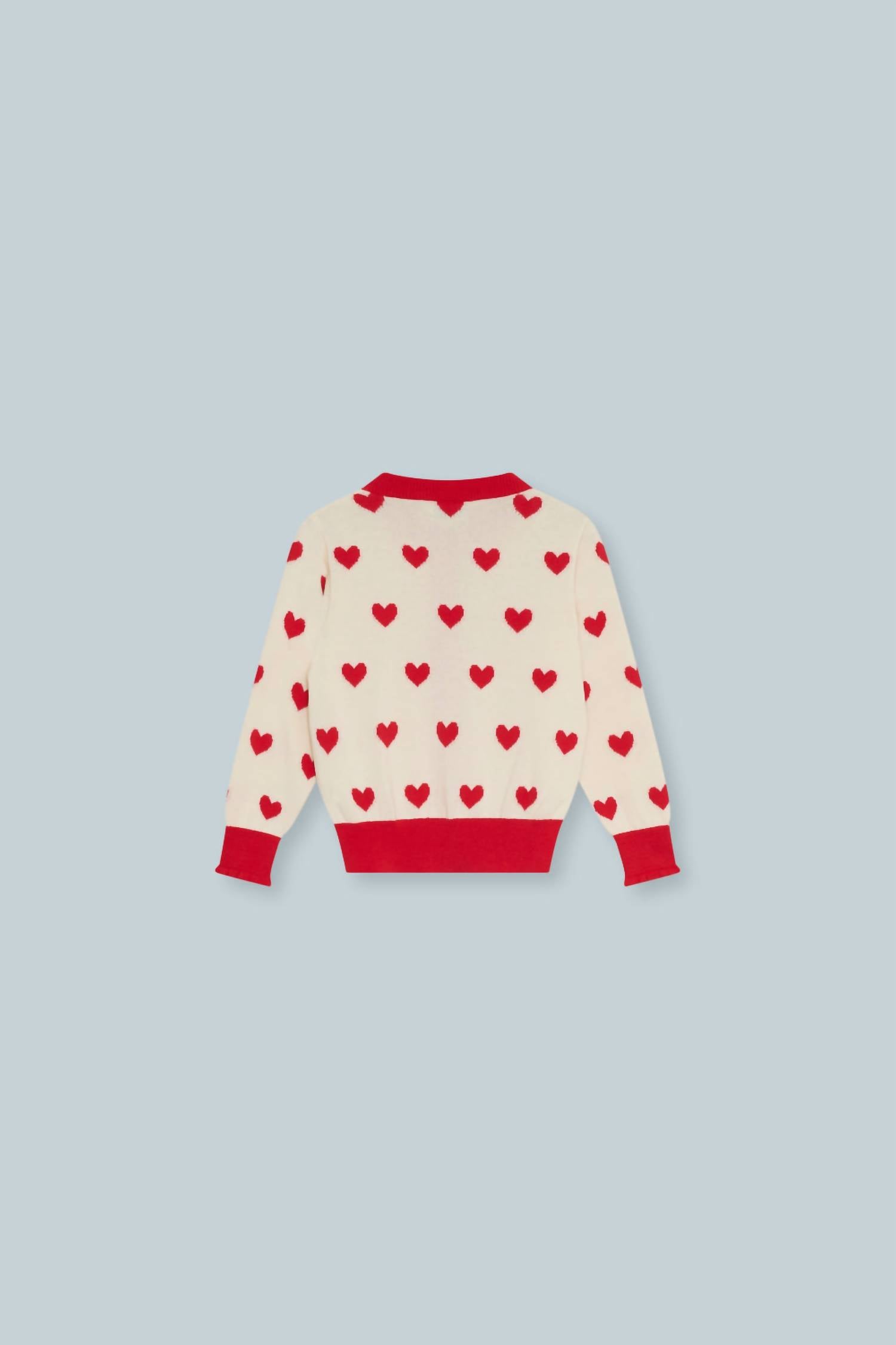 The New Society Girls Maqui Cardigan in hearts - kids' sweater - detail view