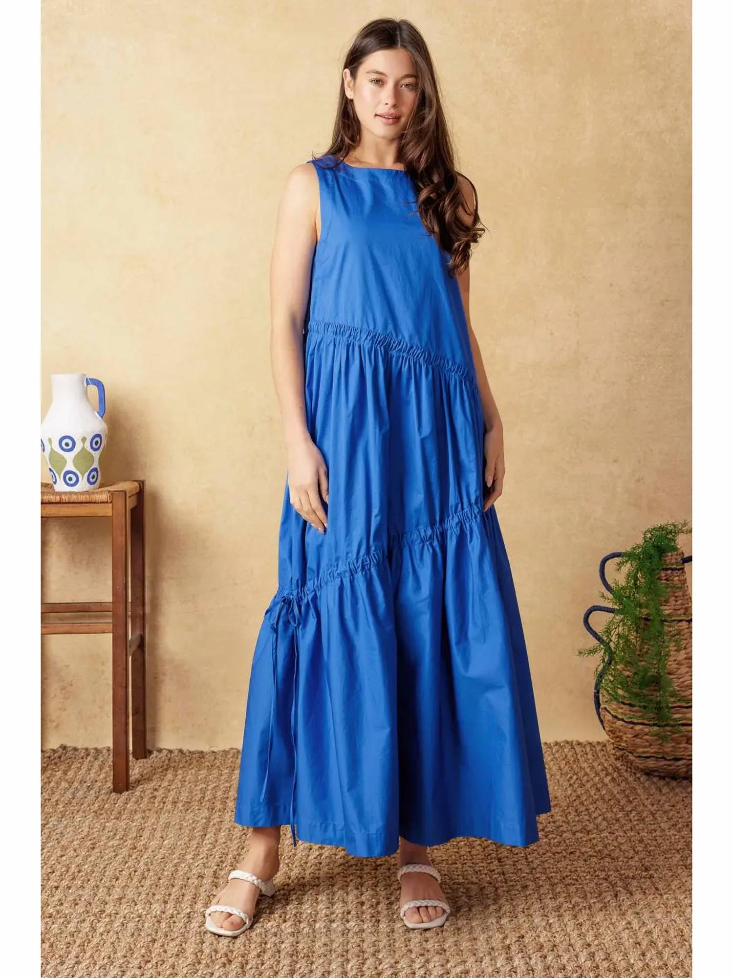 Flying Tomato - Solid Woven Midi Dress