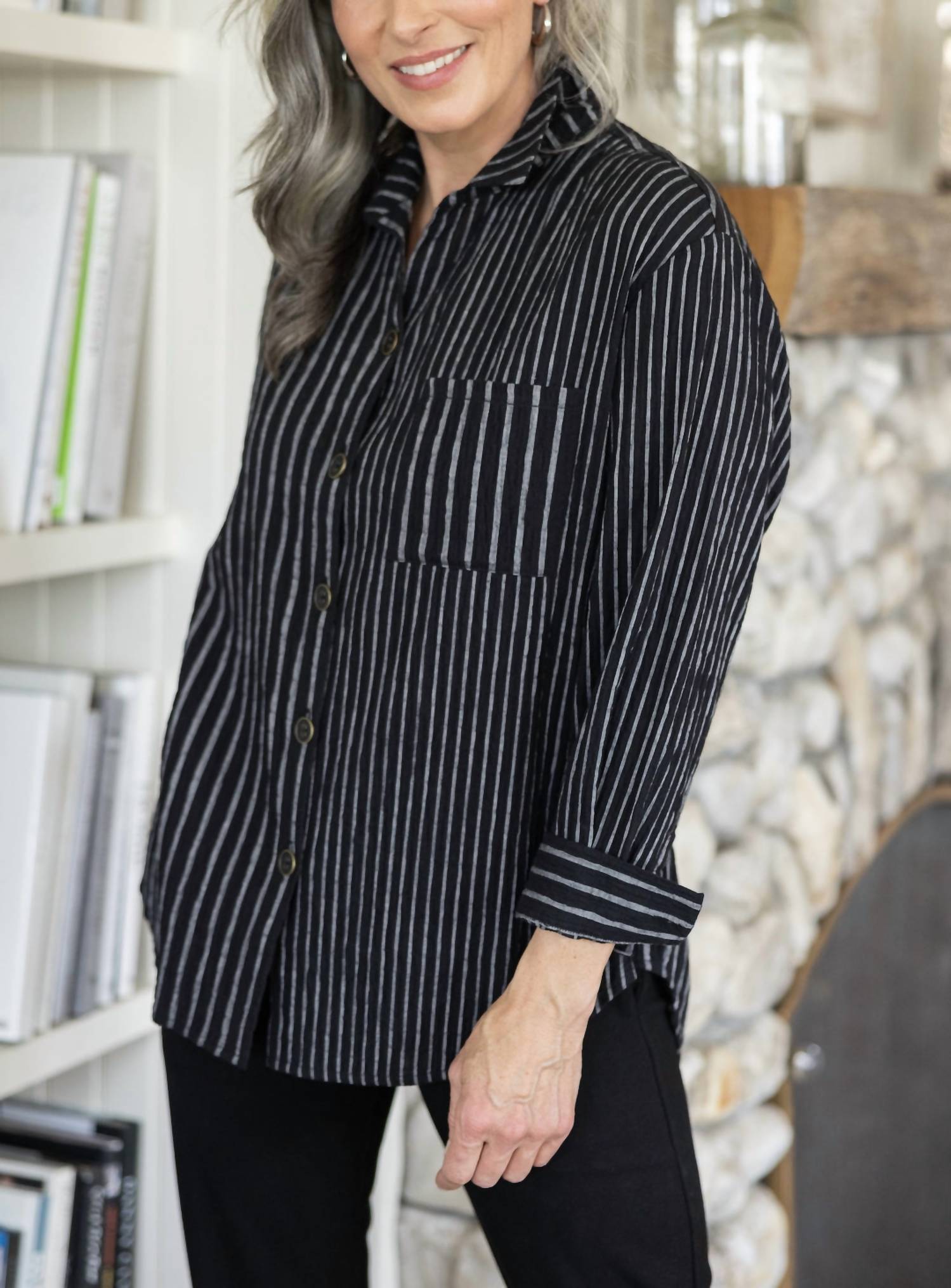 Habitat - Habitat Flip Stripe Boyfriend Shirt