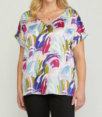 Entro - Abstract Double V-Neck Top