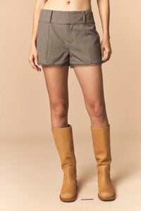 Peach Love - Houndstooth Scallop Lace Shorts