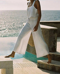 Vitamin A Tallows Linen Wide Leg Pant in white - women's pants - view 4