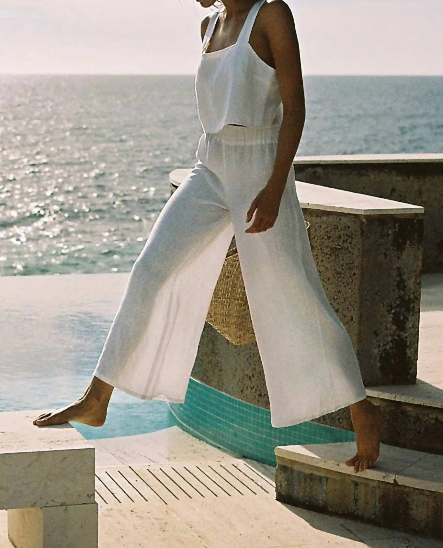 Vitamin A Tallows Linen Wide Leg Pant in white - women's pants - view 4