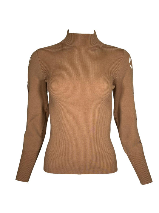 D.Exterior - WOMEN LASER CUT STRETCH MERINO SWEATER