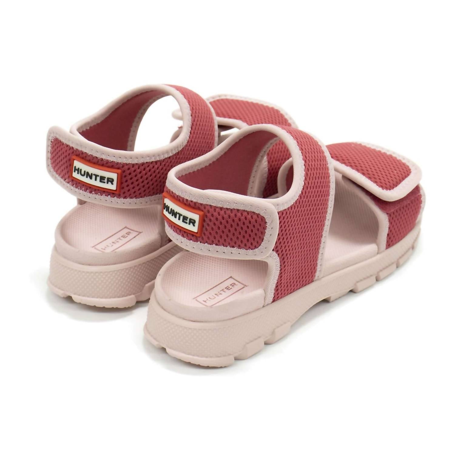 HUNTER Girls Mesh Outdoor Walking Sandals in rowan pink - kids' sandal - detail view