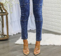 Surelymine - Women's High Waisted Cargo Style Skinny Jeans