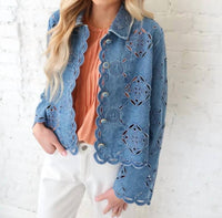 Mystree - Scallop Hem Eyelet Jacket