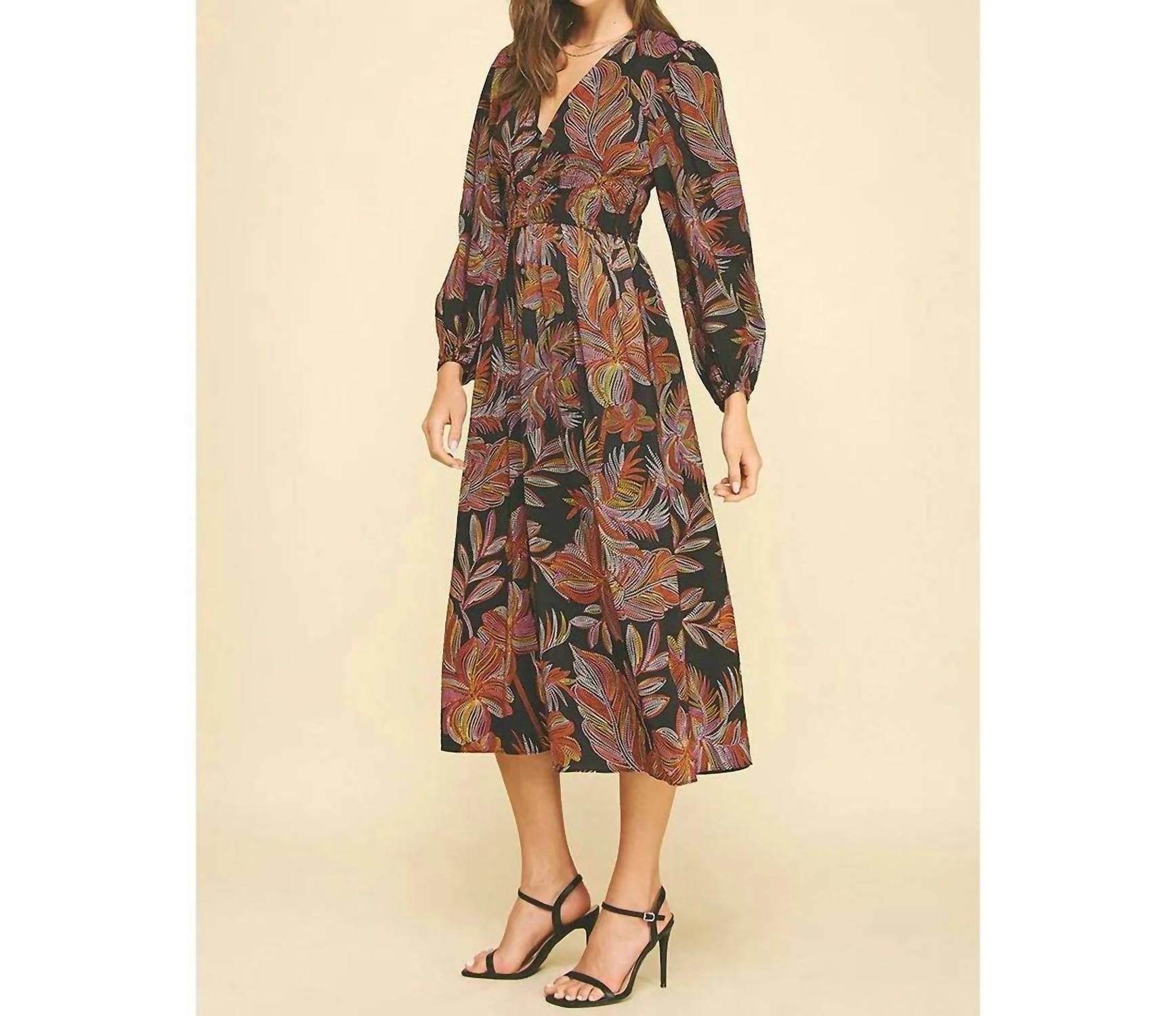 Pinch - Leaf Print Midi Dress