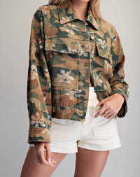 Peace Love Line - Women's Floral Printed Jacket