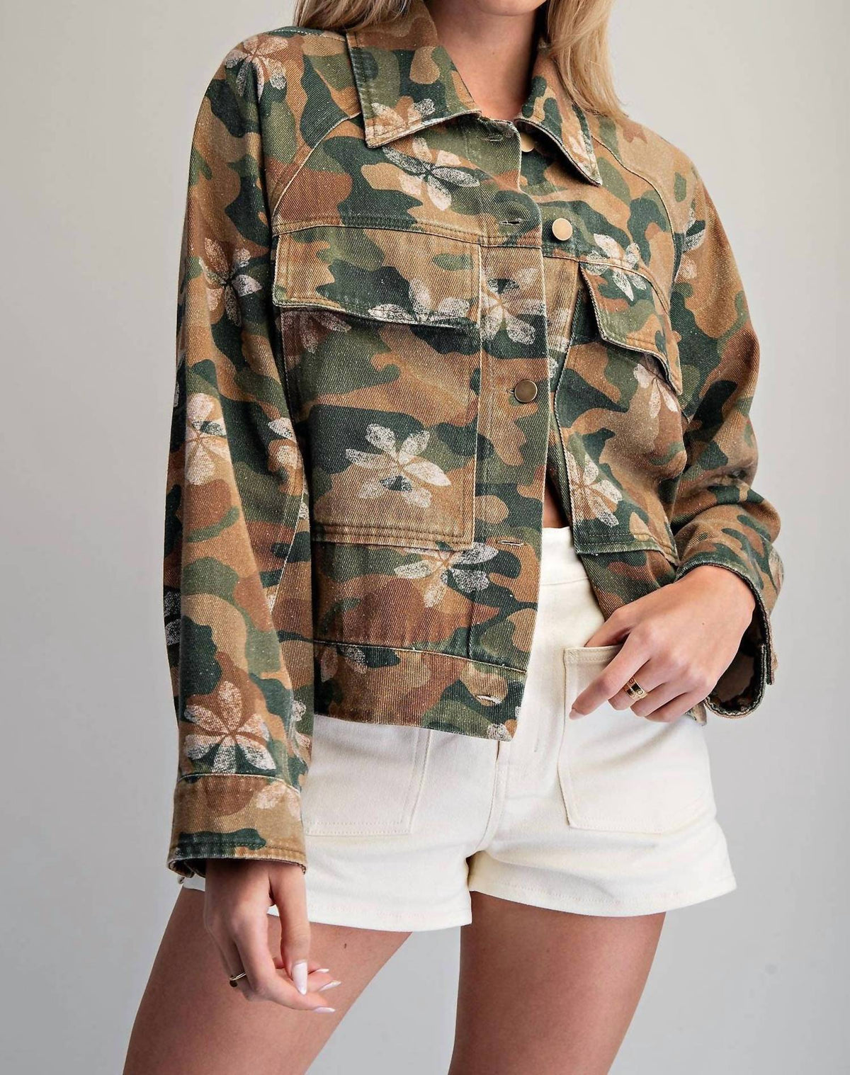 Peace Love Line - Women's Floral Printed Jacket