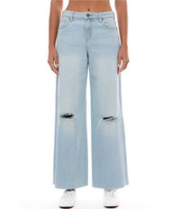 Hidden - Nori Stretch Super Distressed Wide Leg Denim Jeans
