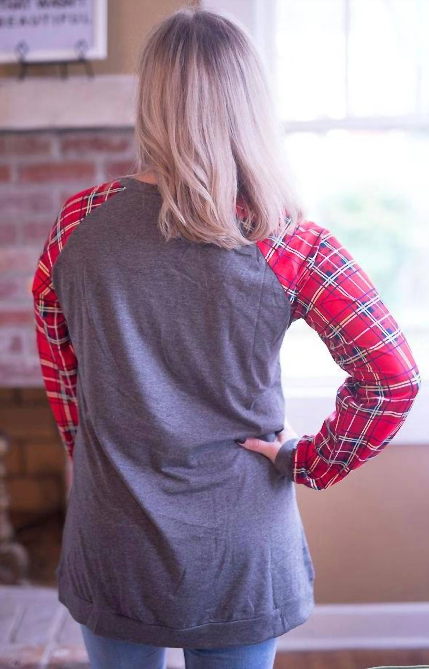 Shirley Stone - Plaid Raglan Top