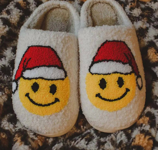 Katydid - Women Santa Christmas Happy Face Sherpa Slippers