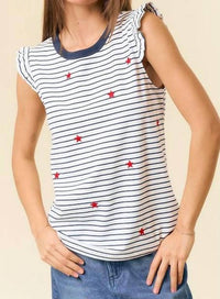 Doe And Rae - Ruffle Star Embroidered Tank Top