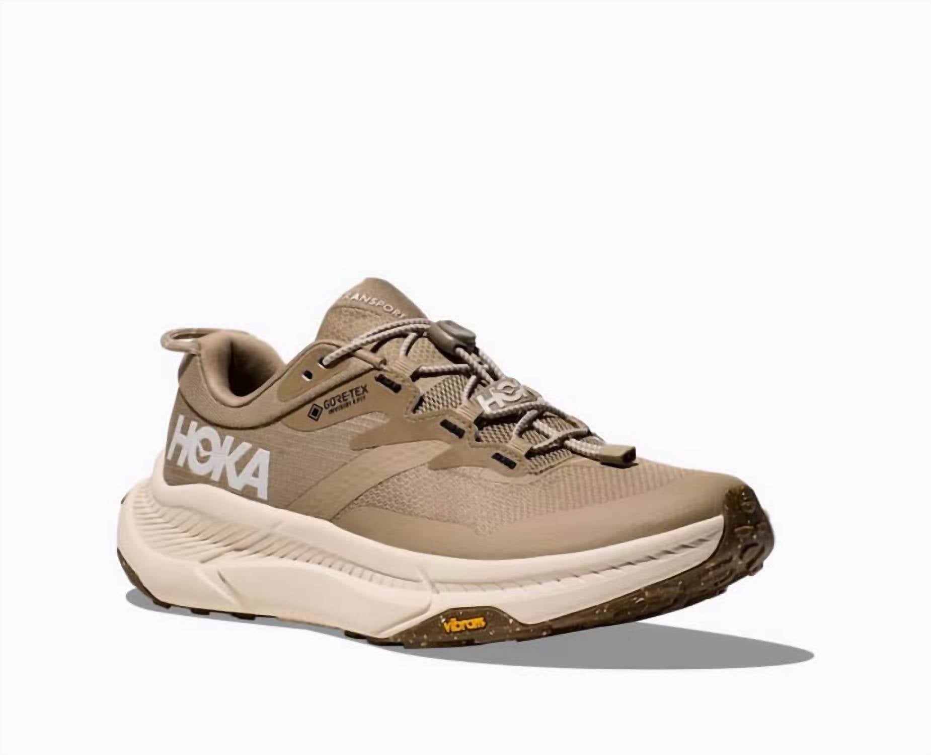 Hoka Women's Transport Gore-tex Trail Running Shoes in dune - women's shoe
