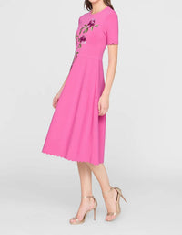 THEIA Petunia Knit Midi Dress in sunlit pink - women's dress - alternate view