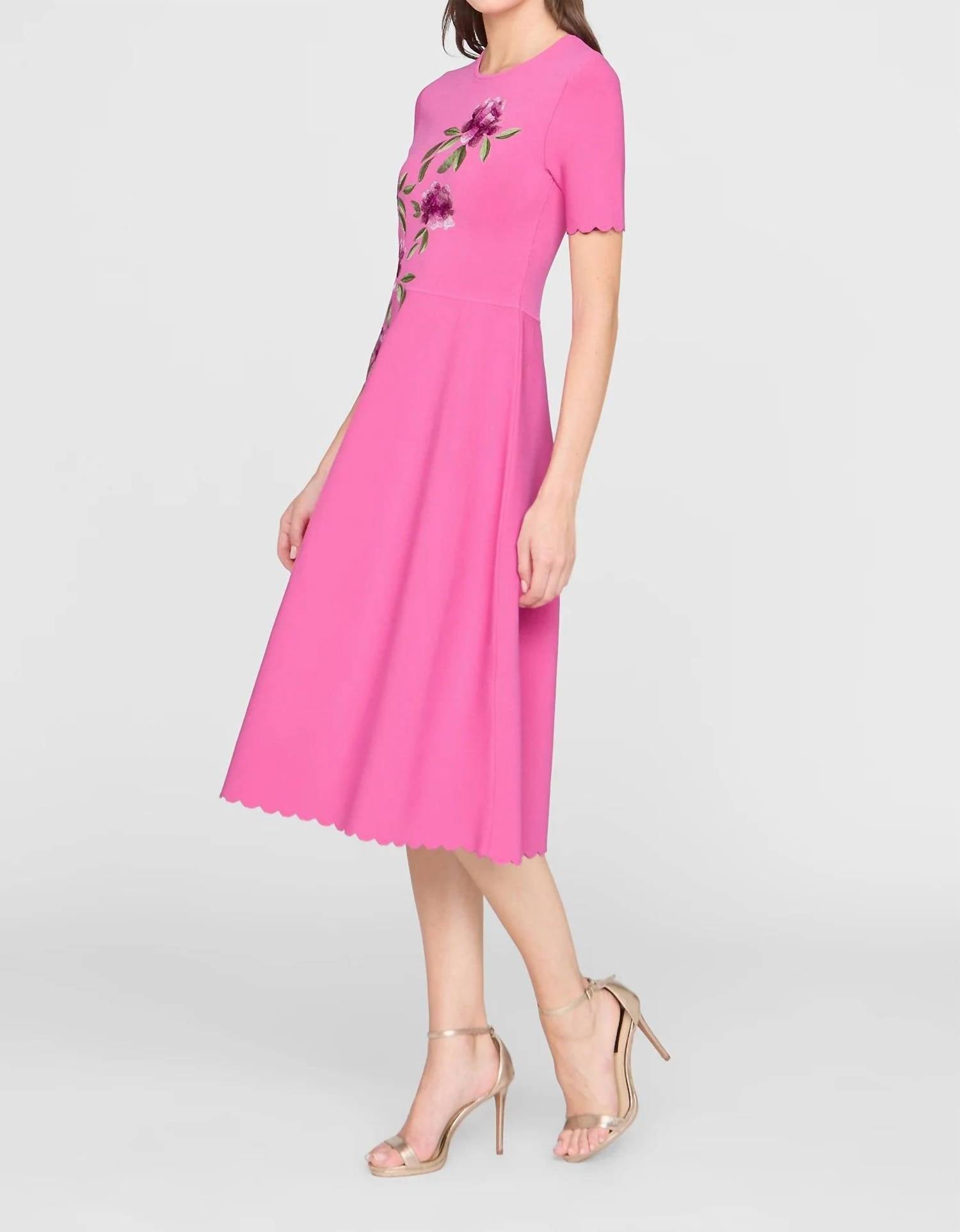THEIA Petunia Knit Midi Dress in sunlit pink - women's dress - alternate view