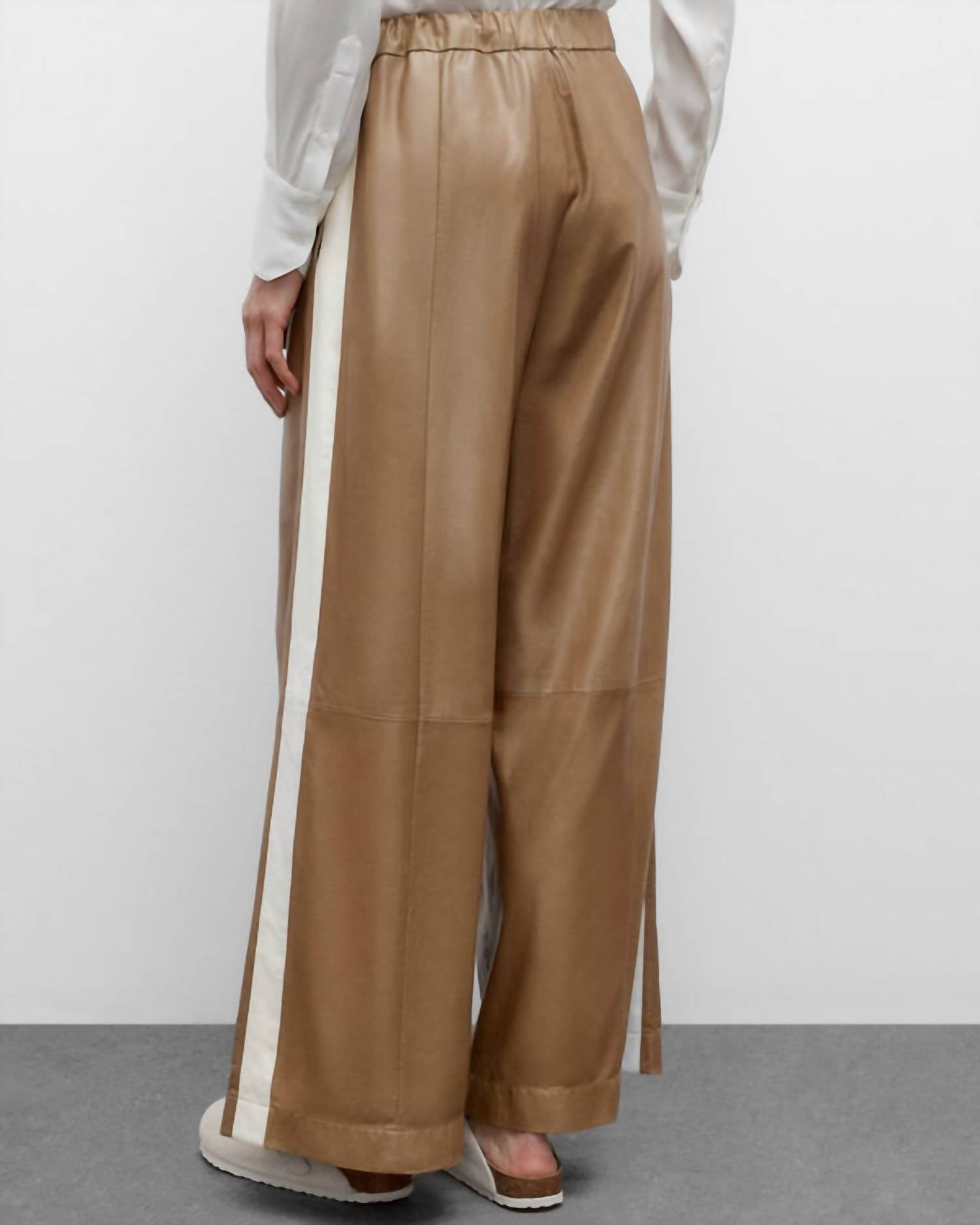 TWP Women's Eva Tuxedo Pants in kelp bone - women's pants - detail view
