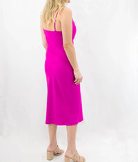 Tcec - Sleek Bright Cowl Neck Slip Dress