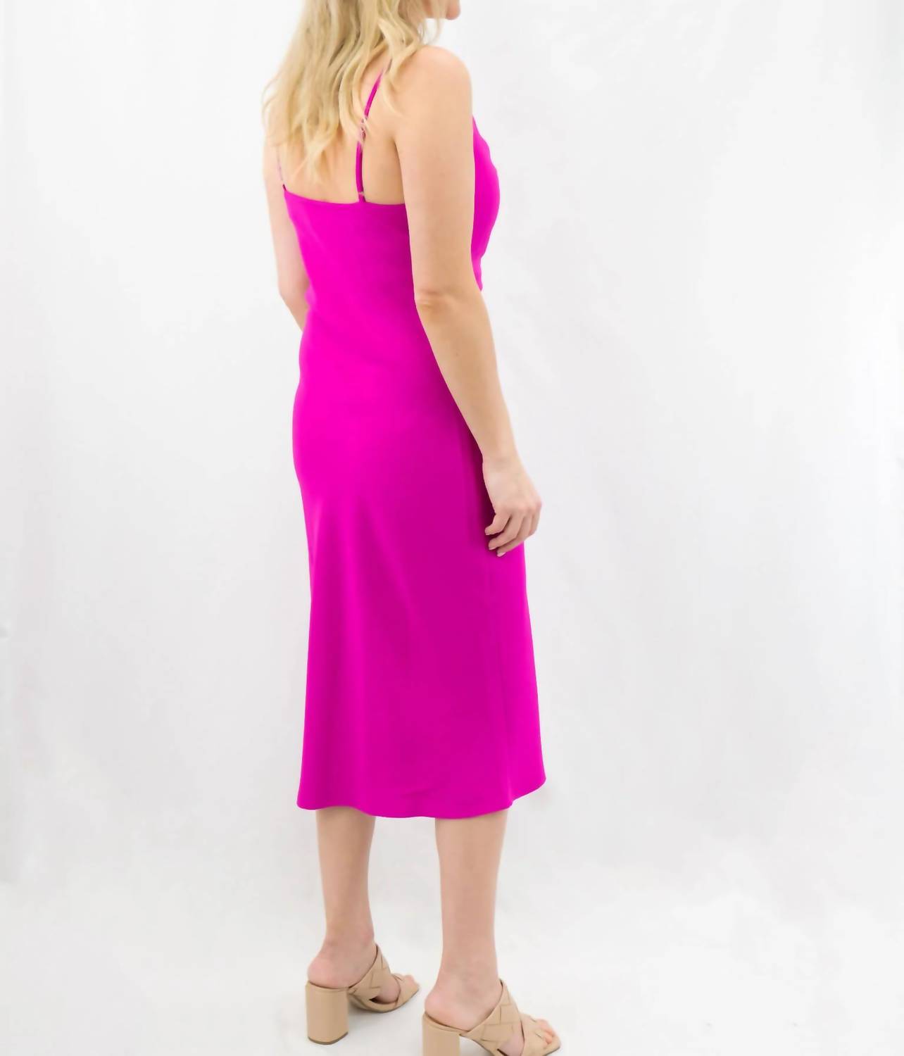 Tcec - Sleek Bright Cowl Neck Slip Dress