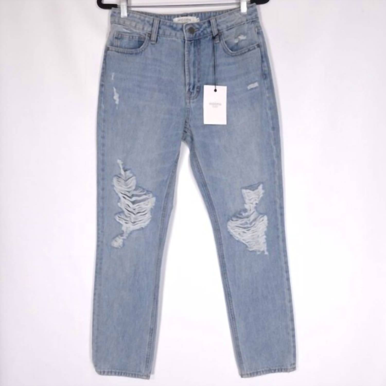 Hidden - Zoey Distressed Knee Grinded Mom Jeans