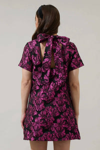 Sugarlips - Bethan Jacquard Floral Nova Back Bow Tie Mini Dress