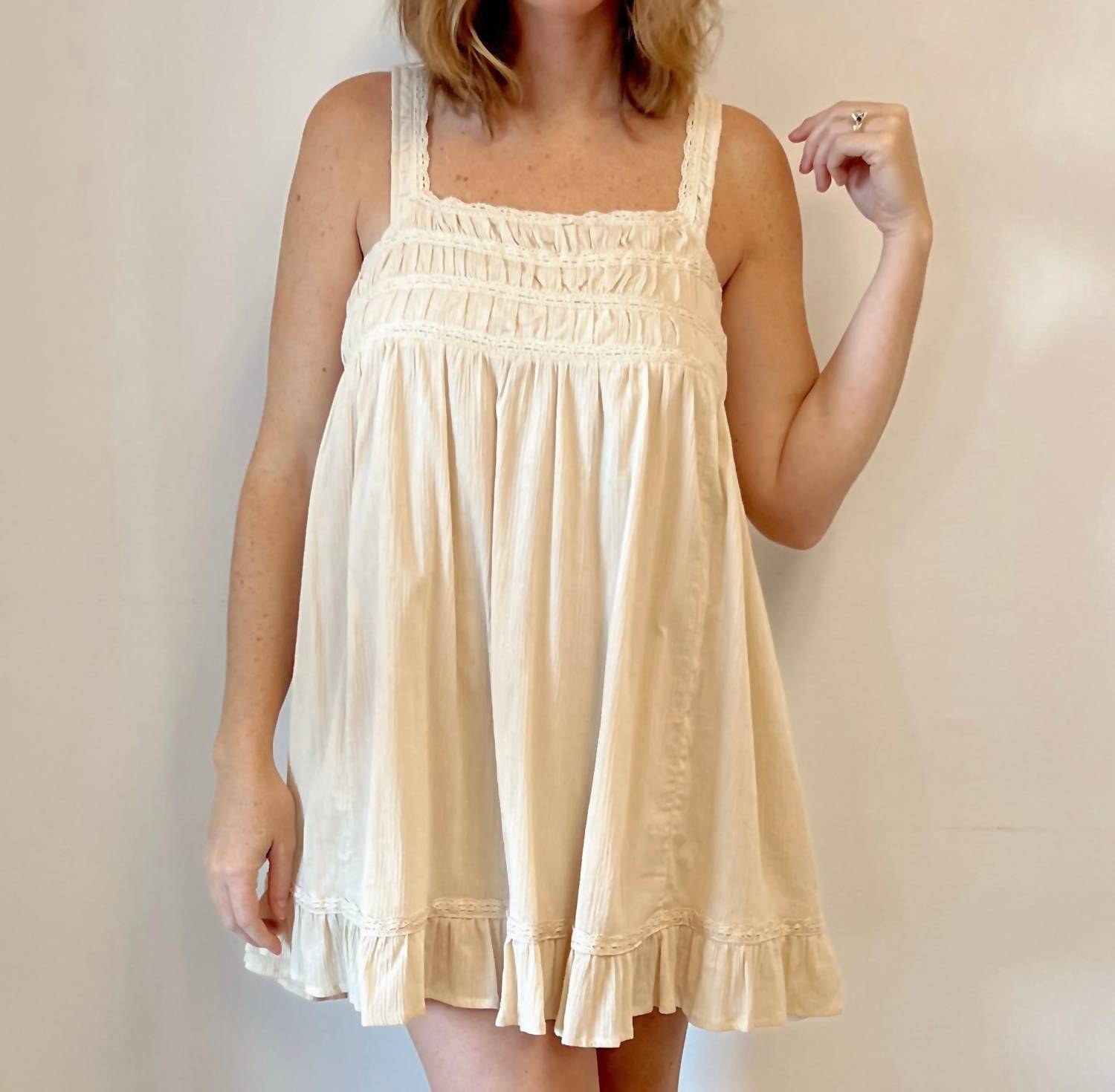 By Together - Stay Neutral Babydoll Mini Dress