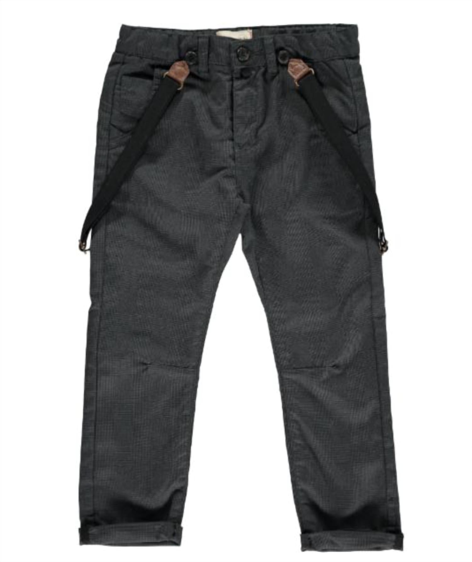 Me & Henry - Boys' Dogtooth Woven Trousers With Removable Braces
