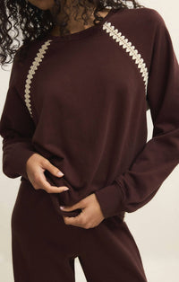 Z Supply All Around Sweatshirt in chocolate cherry 1 - women's top - alternate view