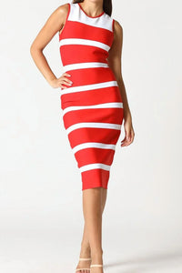 Gracia - Colorblock Zip-back Bodycon Dress