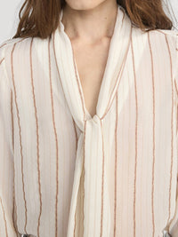 Frame - Striped Silk Tie Blouse