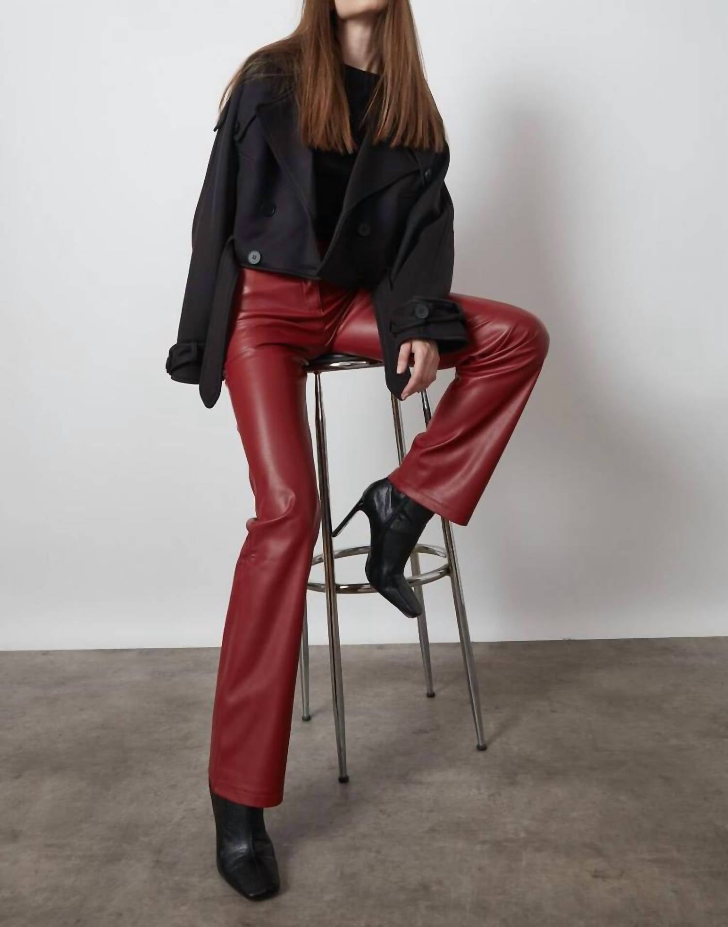 Judy Blue - Leather Tummy Control High Waisted Straight Jeans