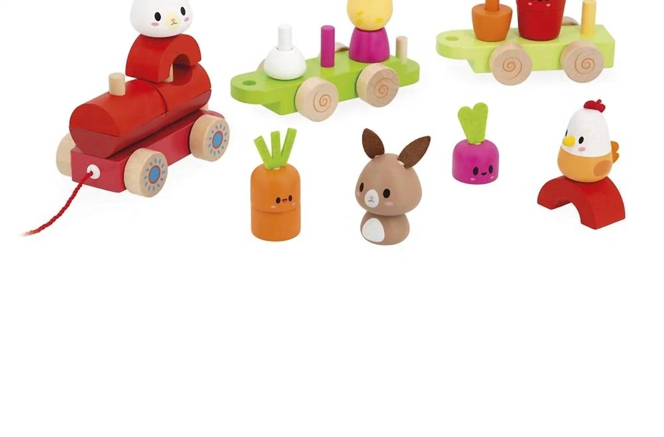 Janod - Farm Pull-along Stacker Train Toys