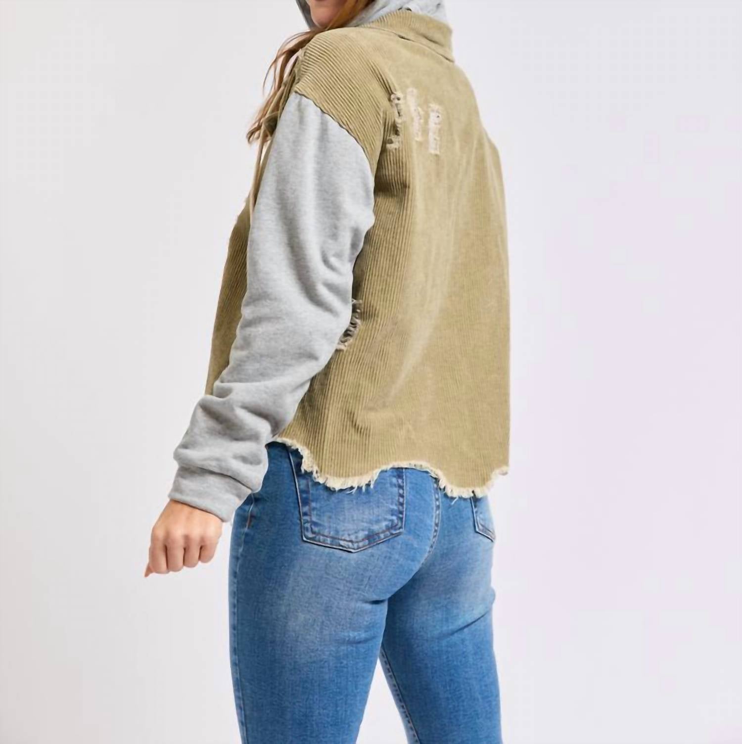 CORDUROY HOODED SWEAT JACKET