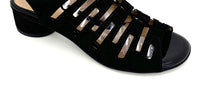Beautifeel Women's Payton Lace-up Backstrap Sandal in black suede - women's heels