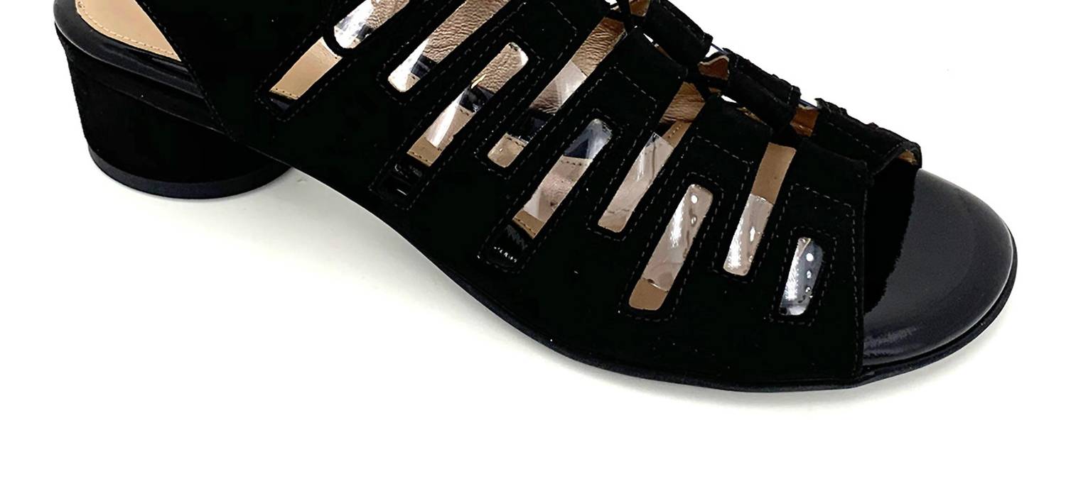 Beautifeel Women's Payton Lace-up Backstrap Sandal in black suede - women's heels