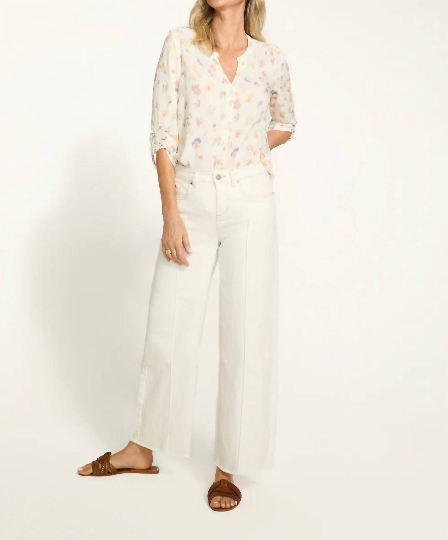 Fdj - Olivia Pintuck Wide Leg Denim Pants