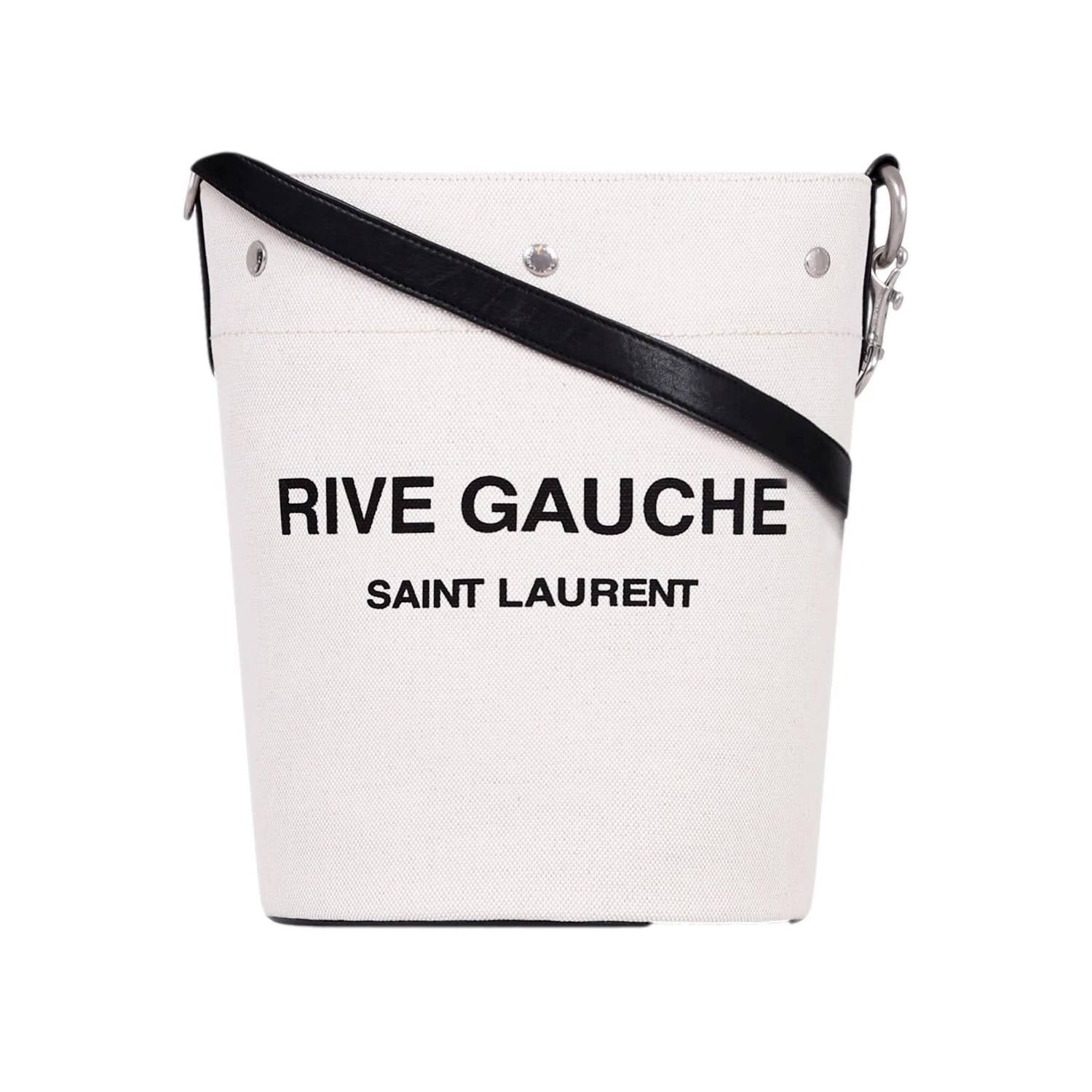 Saint Laurent - Women's Rive Gauche Linen Bucket Bag With Leather Trim