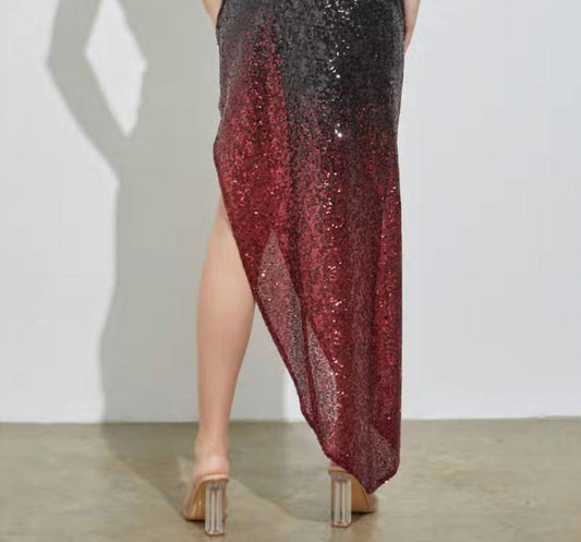 Do+Be - Halter Cowl Neck Side Slit Drape Evening Dress